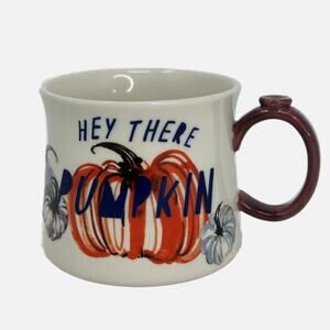 Anthropologie Hey There Pumpkin Fall Ceramic Autumnal Coffee Mug Tea